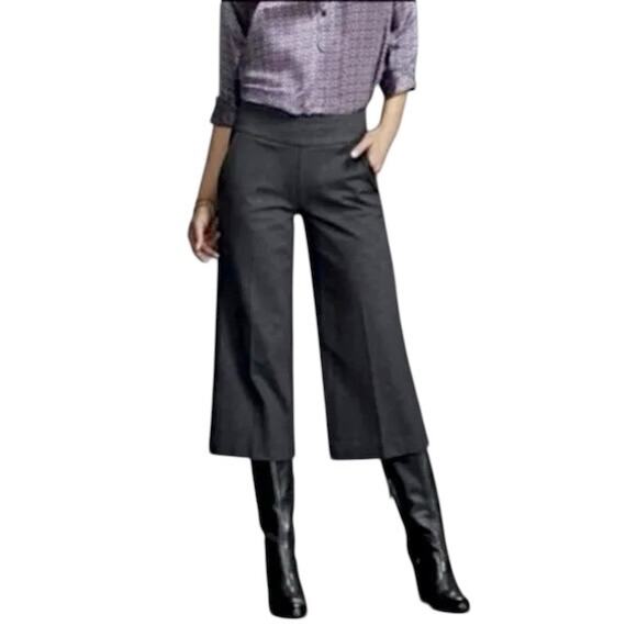 CAbi #188 Ponte Gaucho Cropped Wide Leg Pants in Charcoal Gray Size 10 - Picture 1 of 5